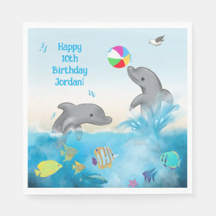 Serviette En Papier Dauphin Volleyball Plaisir sous la mer