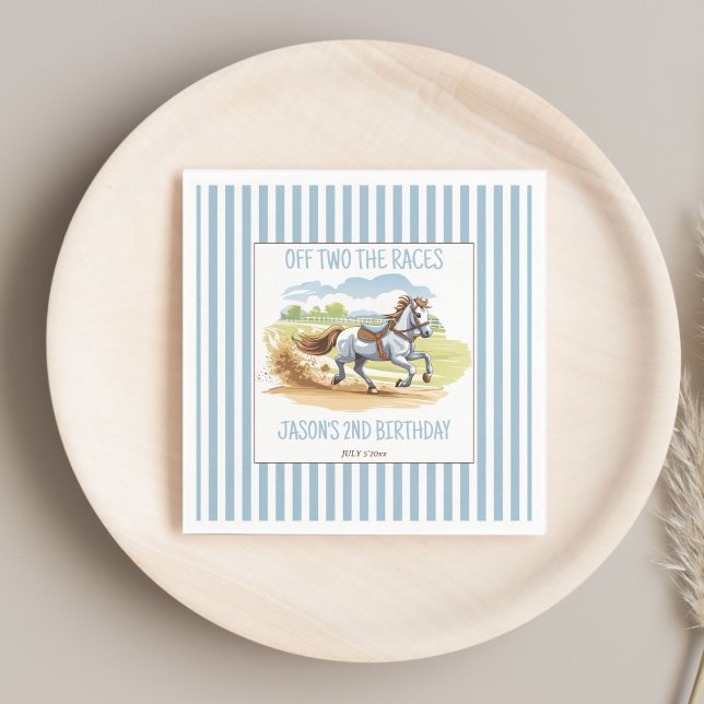 Serviette En Papier De deux courses l'anniversaire équestre imprimé (Off two the races horses equestrian pony birthday party printed napkins personalized tableware decor)