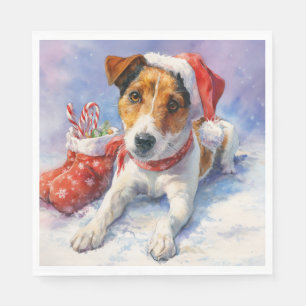 Serviette en papier de Noël avec un Jack Russel ad