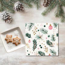 Serviette en papier de Noël botanique fantaisiste