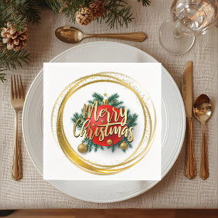 Serviette en papier de Noël Golden Merry Christmas