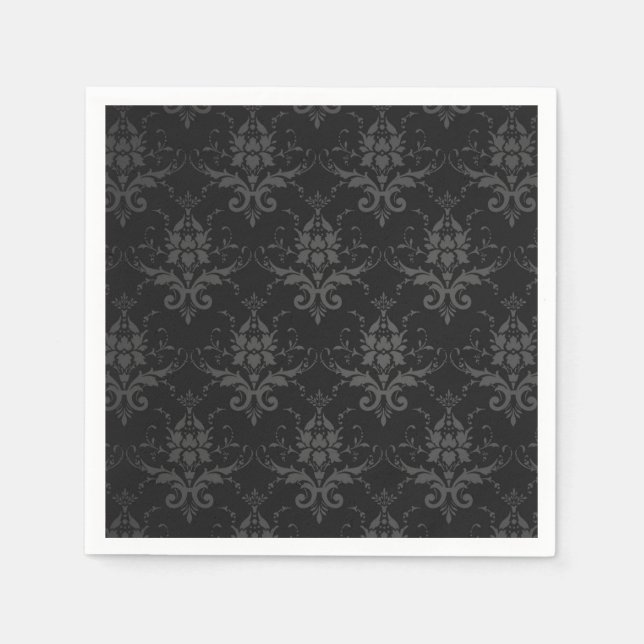 Serviette en papier de table de mariage noir gothi (Devant)