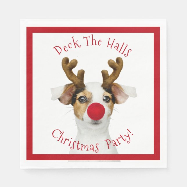 Serviette En Papier Deck The Halls - Drôle Chien - Fête de Noël - (Devant)