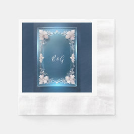 Serviette En Papier déco art déco bleu poussiéreux mariage cadre