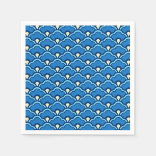 Serviette En Papier Déco pétoncles chinois, bleu océan et Indigo