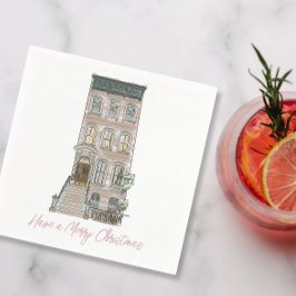 Serviette En Papier Décor de fête de Noël rose New York