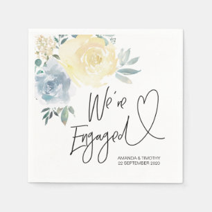 Serviette En Papier Décor de la fête d'engagement été bleu floral