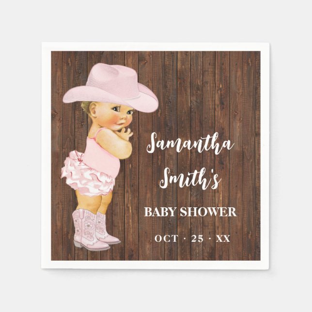 Serviette En Papier Décor de la petite fille Western Baby shower Party (Devant)