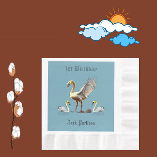 Serviette En Papier Décor des cygnes Cadre Sky Bird 1er anniversaire