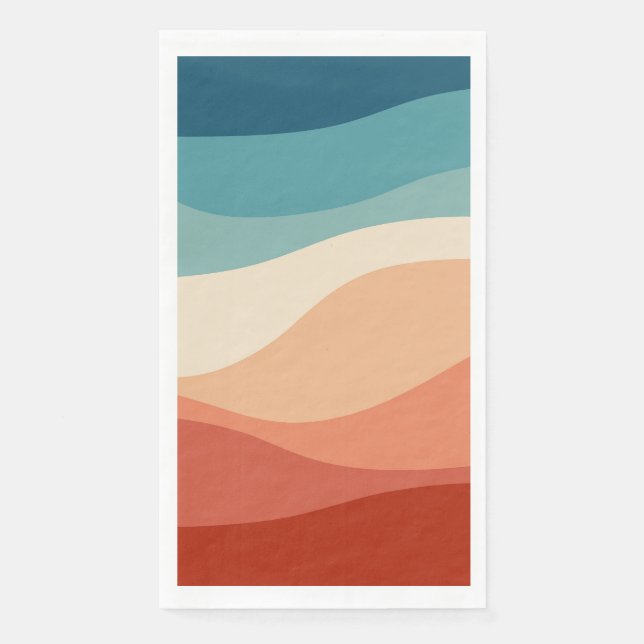 Serviette En Papier Décor des vagues de style rétro coloré (Devant)