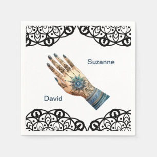Serviette En Papier Décor Orné Mehndi Henna Design à la main