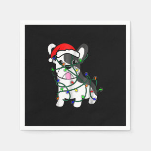 Serviette En Papier décoration des lumières de noël drôle bulldog fran