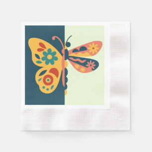 Serviette En Papier Décoration papillon colorée avec éléments floraux
