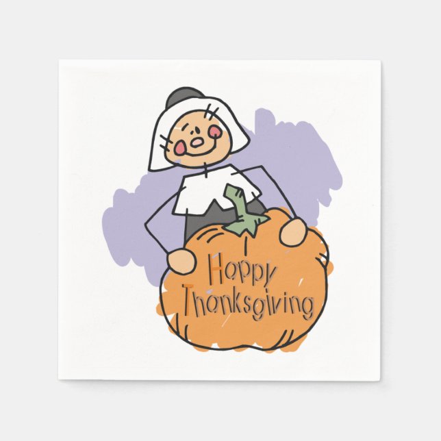 Serviette En Papier Décoration Pèlerin Thanksgiving (Devant)