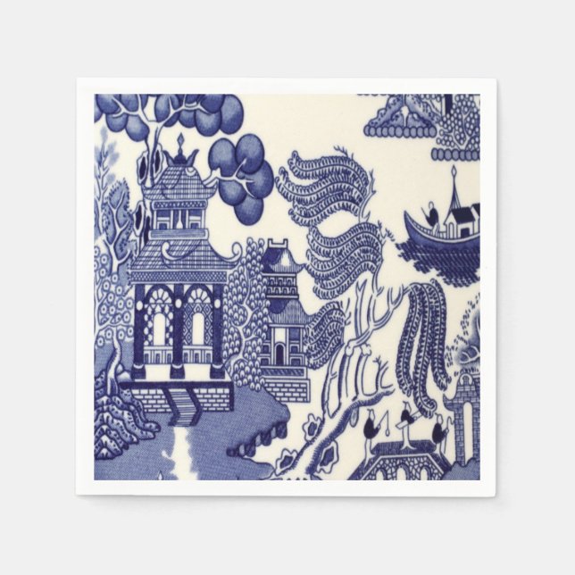 Serviette En Papier Découpage de la Chinoiserie bleue et blanche (Devant)