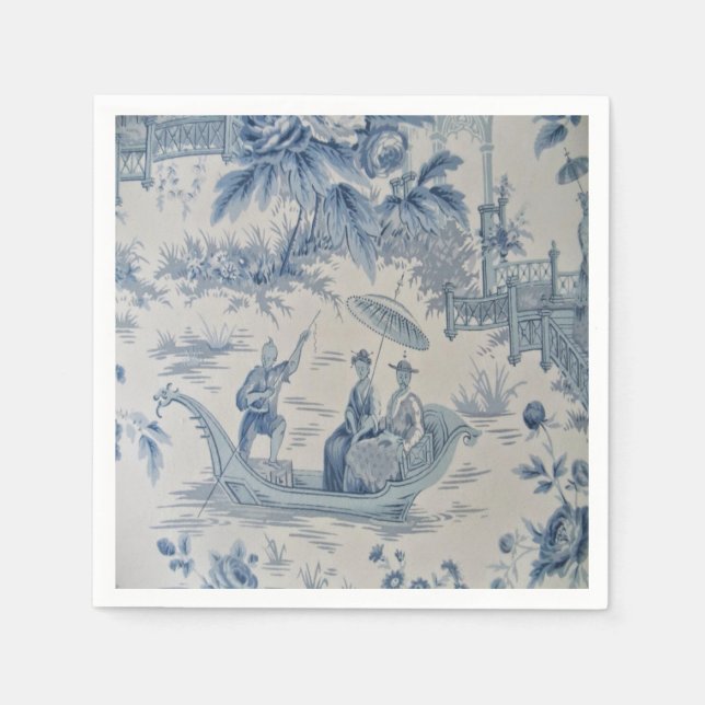 Serviette En Papier Découpage de la Chinoiserie bleue et blanche (Devant)