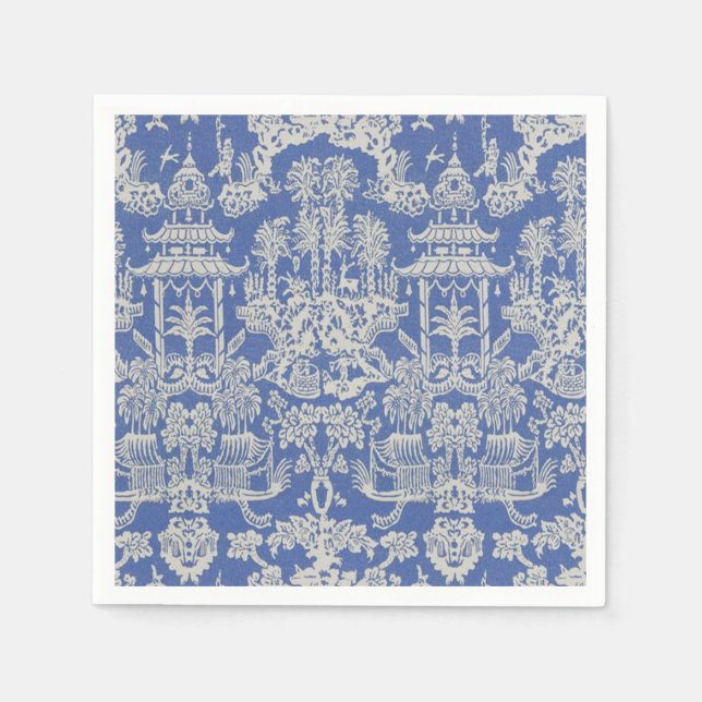 Serviette En Papier Découpage de la Chinoiserie bleue et blanche (Devant)