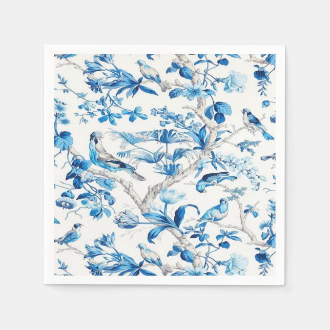 Serviette En Papier Découpage de la Chinoiserie bleue et blanche (Devant)
