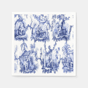 Serviette En Papier Découpage de la Chinoiserie bleue et blanche