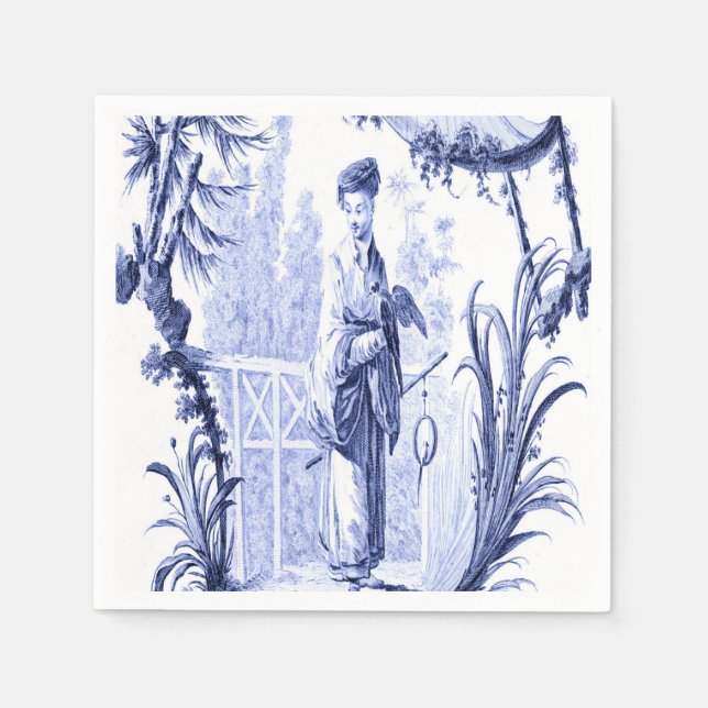 Serviette En Papier Découpage de la Chinoiserie bleue et blanche (Devant)