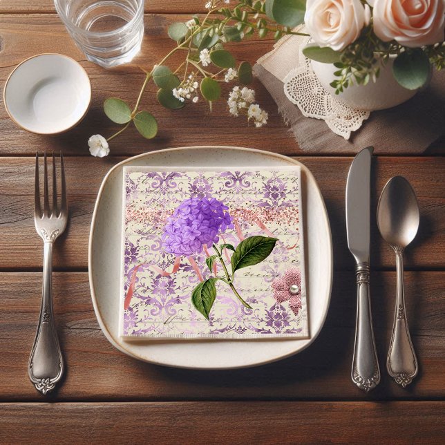 Serviette En Papier Découpage de l'éphémère Hydrangée victorienne (Créateur téléchargé)