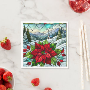 Serviette En Papier Découpage en verre pittoresque Poinsettia