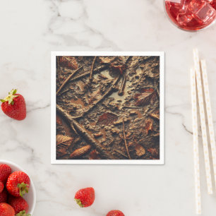 Serviette En Papier Découpage Grungy Autumnal Muddy Feuilles & Twig