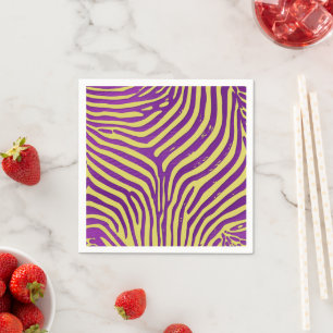 Serviette En Papier Découpage Motif de Zebra Purple & Gold