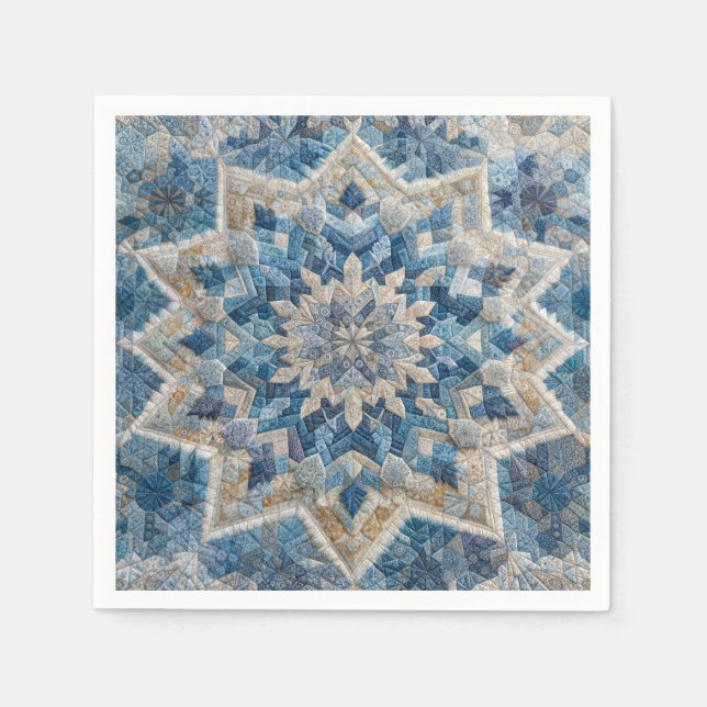 Serviette En Papier Découpe Kaleidoscope de flocon de neige rétro (Devant)