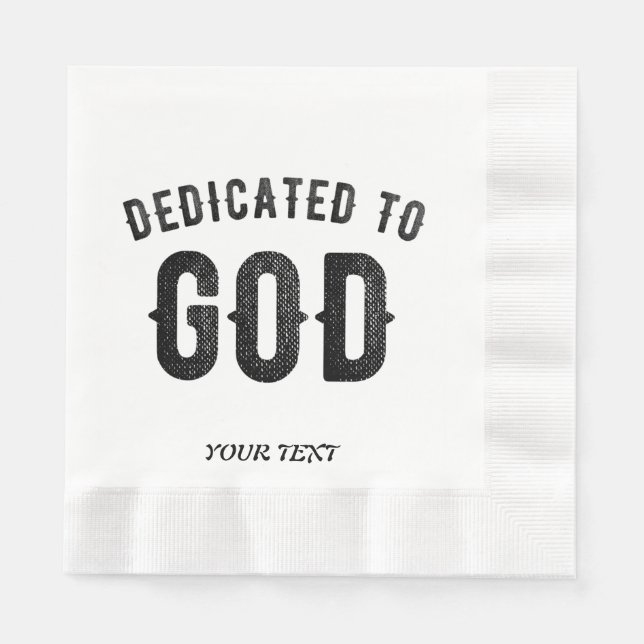 SERVIETTE EN PAPIER DÉDIÉ À DIEU COOL PERSONNALISABLE NOIR TEXTE (Devant)