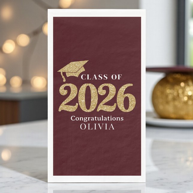 Serviette En Papier Deep Burgundy Class Of 2026 (Créateur téléchargé)