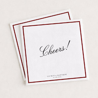Serviette En Papier Deep Red Border Wedding Napkins