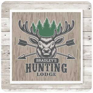 Serviette En Papier Deer Elk Hunter AJOUTER NOM Bow Hunter Lodge Cabin
