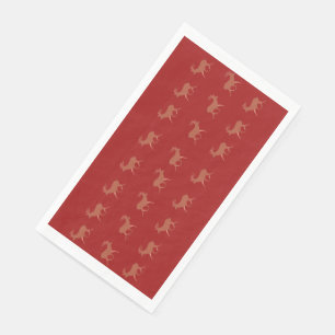 Serviette En Papier Deer Walking Festive Motif Rouge Brown Arrière - p