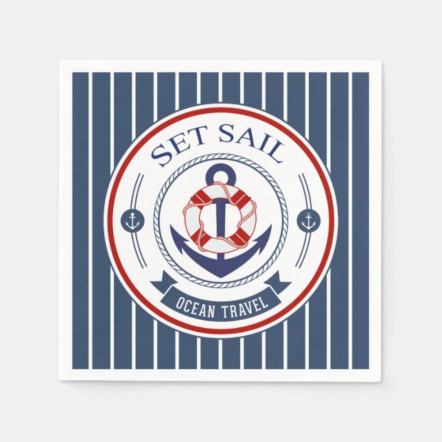 Serviette En Papier Définir la voile Ocean Travel Nautique (Devant)