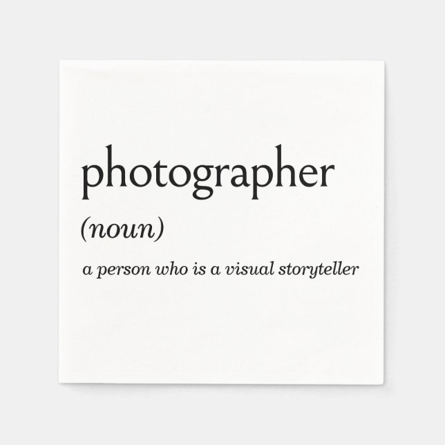 Serviette En Papier Définition de dictionnaire pour PHOTOGRAPHE (Devant)