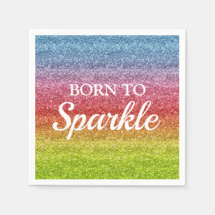 Serviette En Papier Dégradé arc-en-ciel scintillant Paillettes Née pou