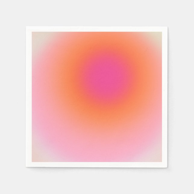 Serviette En Papier Dégradé du lever du soleil - rose beige orange (Devant)