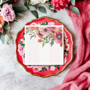 Serviette En Papier Déjeuner à rayures florales roses