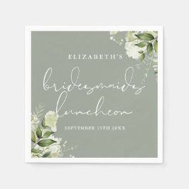 Serviette En Papier Déjeuner d'affaires vert Floral Sage Green
