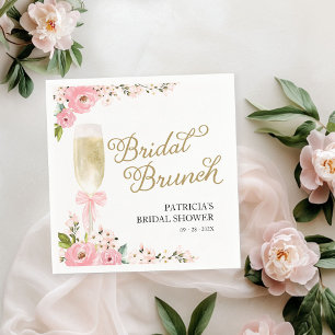 Serviette En Papier Déjeuner de mariage floral rose or pour la mariée