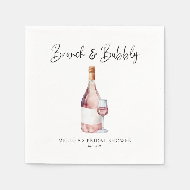 Serviette En Papier Déjeuner élégant et Bridal Shower bulles (Devant)