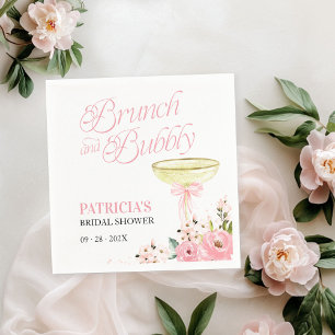 Serviette En Papier Déjeuner Floral Ruban Rose et Brunch aux Bulles po
