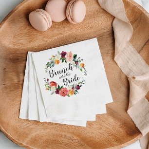 Serviette En Papier Déjeuner Floral Rustique avec la Mariée de Mariage