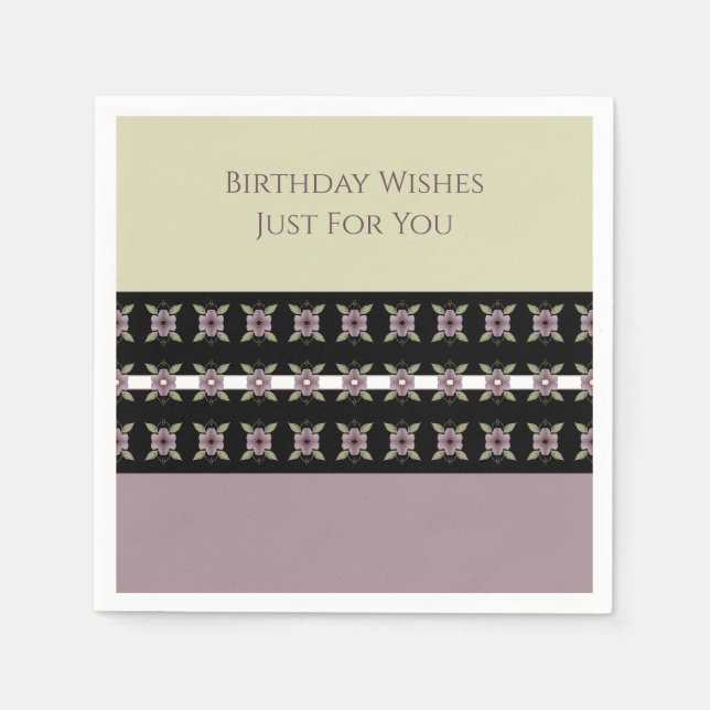 Serviette En Papier Déjeuner Moderne Plum Purple Floral Designer (Devant)