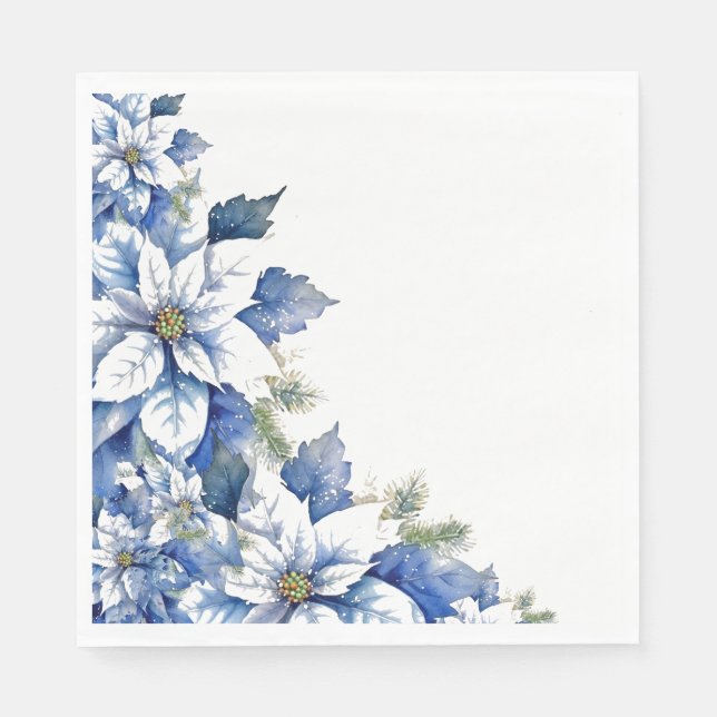 Serviette En Papier Déjeuner traditionnel élégant de Noël Poinsettia (Devant)