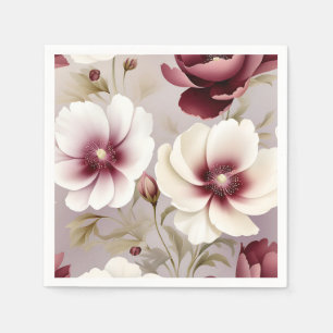 Serviette En Papier Délicat Bourgogne Botanique Floral