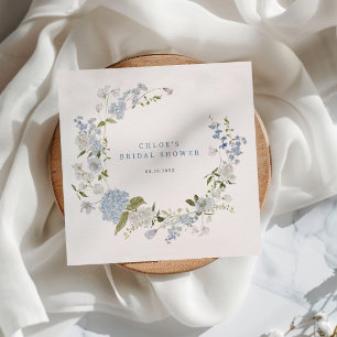 Serviette En Papier Délicat Fête des mariées Florale Bleue