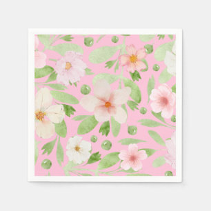 Serviette En Papier Délicat motif floral rose pastel