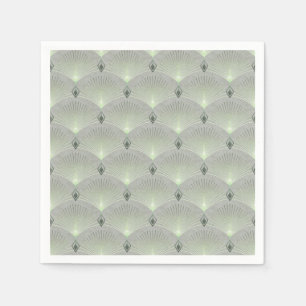 Serviette En Papier Délicat vert et gris, art déco.